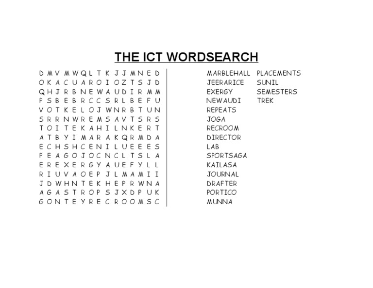 ICT Wordsearch Puzzle Solutions | PDF
