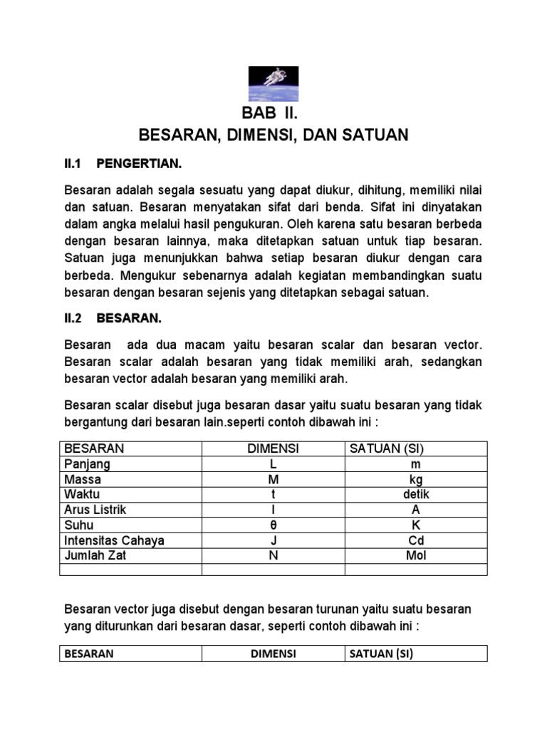 Besaran, Dimensi, dan Satuan Fisika | PDF