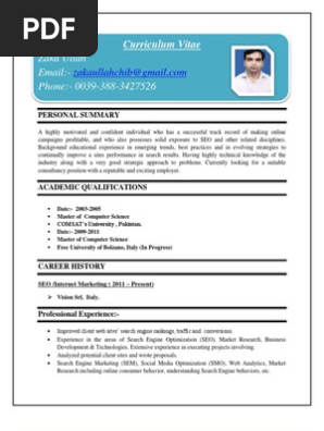 Curriculum Vitae Sample