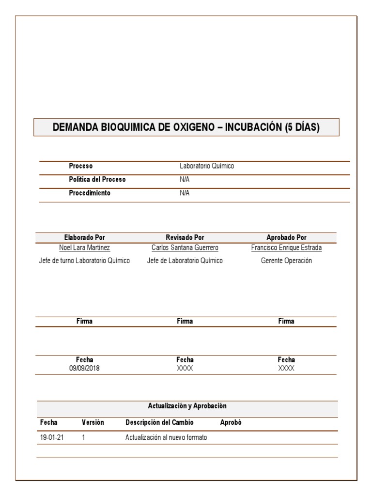 Demanda Bioquìmica de Oxigeno - Incubaciòn 5 Dìas | PDF | Agua | Oxígeno