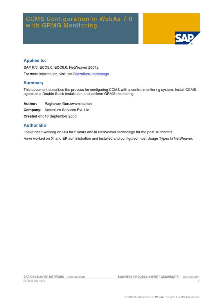CCMS Configuration in WebAs 7.0 With GRMG Monitoring | PDF | Directory ...