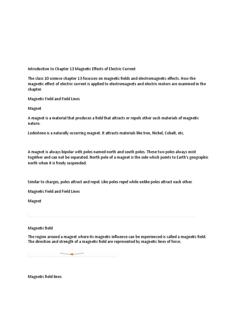 Magnetic Effects of Electric Current | PDF | Magnetic Field | Magnet