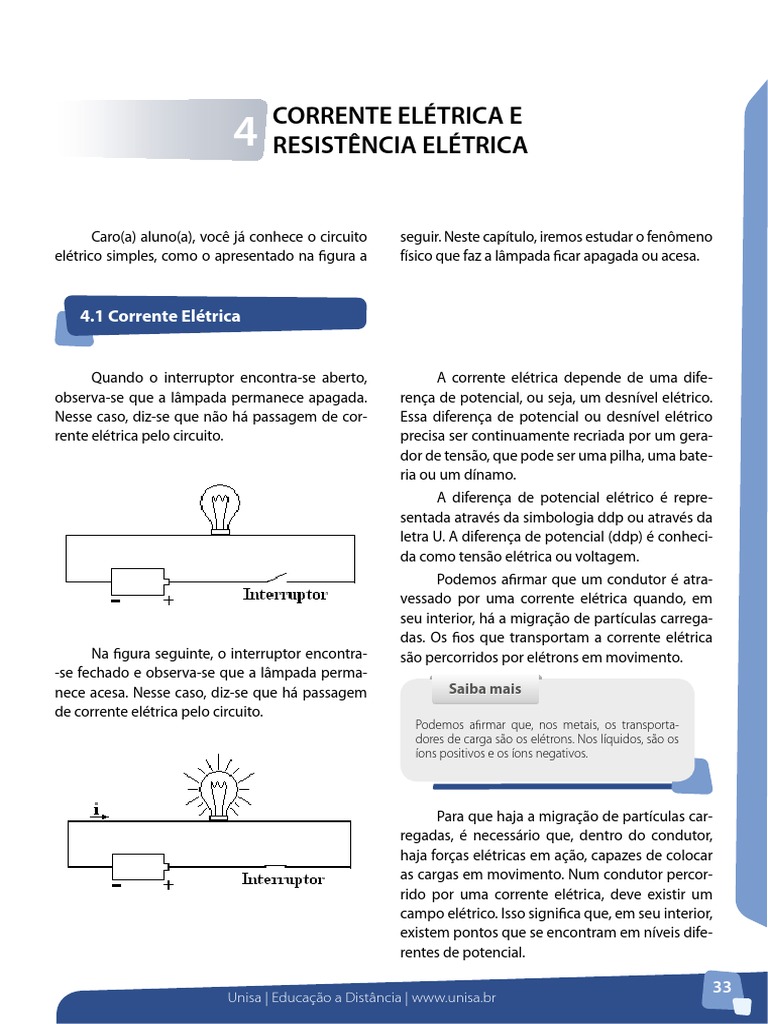 Corrente e Resistência Elétrica Explicadas | PDF | Corrente elétrica ...