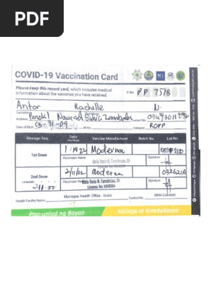 COVID-19 Vaccination Card