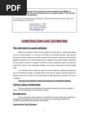Construction Cost Estimating