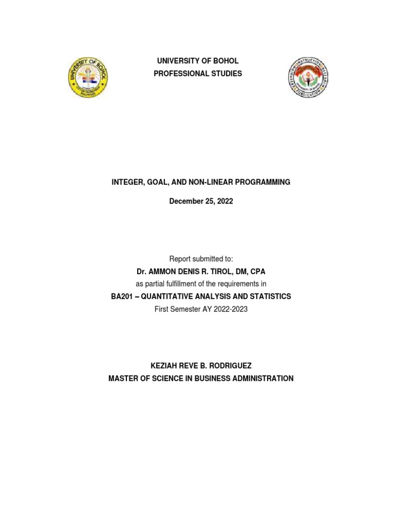 10.0 Integer - Goal - and - NonLinear - Programming | PDF | Linear ...