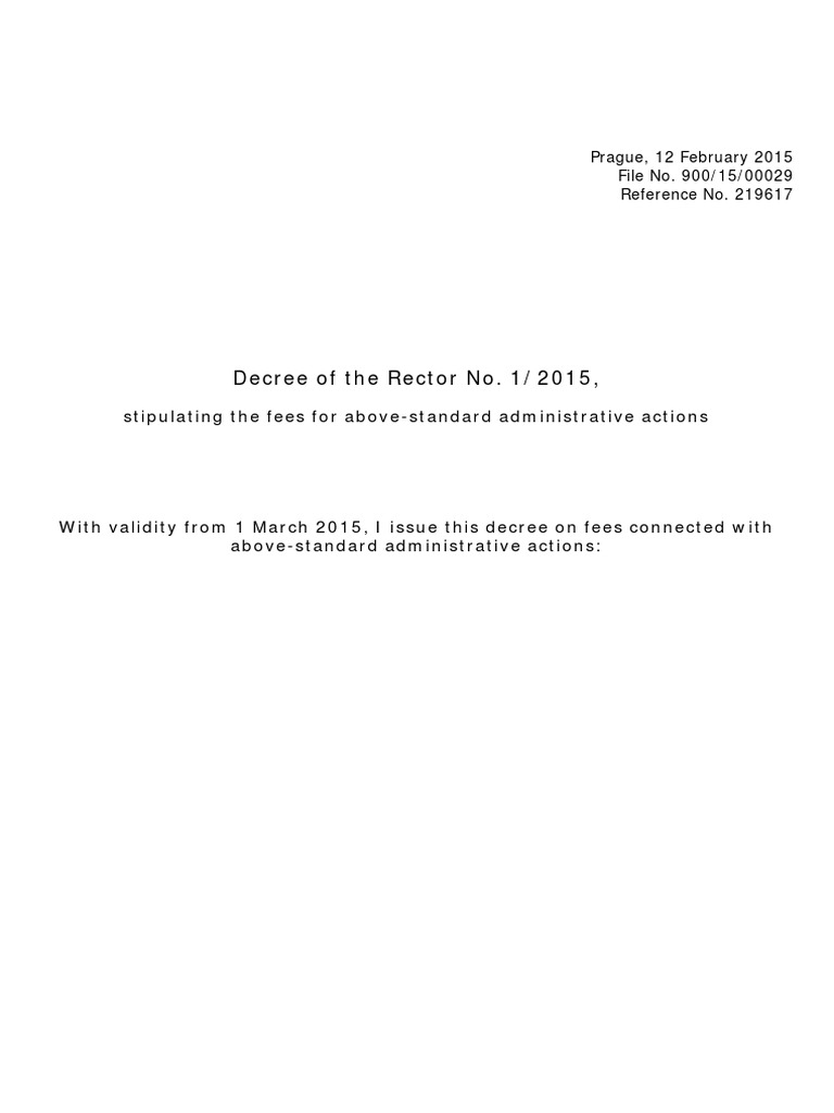 Decree of The Rector No. 12015 Stipulating The Fees For AboveStandard Administrative Actions PDF