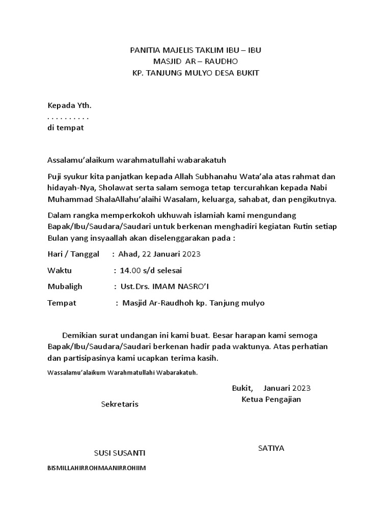 Surat Undangan Mti | PDF