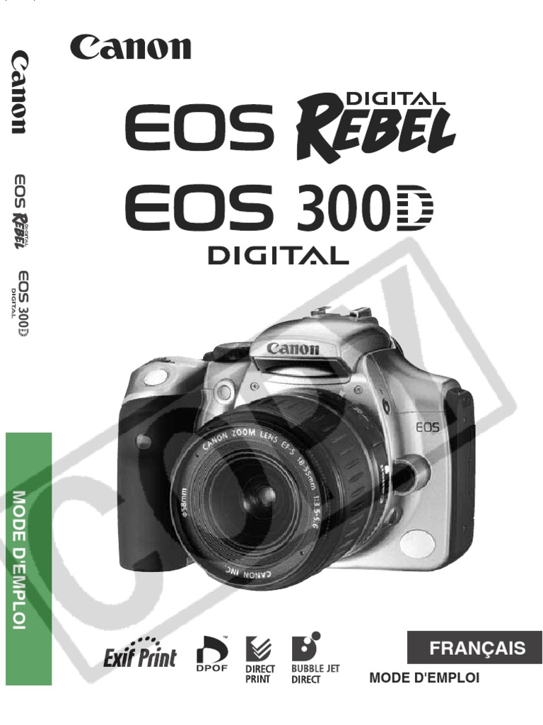 Mode D'emploi Canon Eos 300d | PDF | Appareil photo | Appareil photo ...