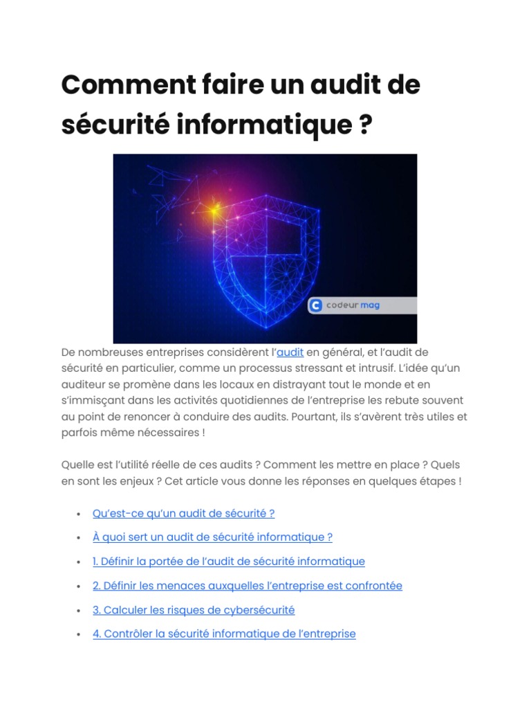 Audit de sécurité informatique simplifié | PDF