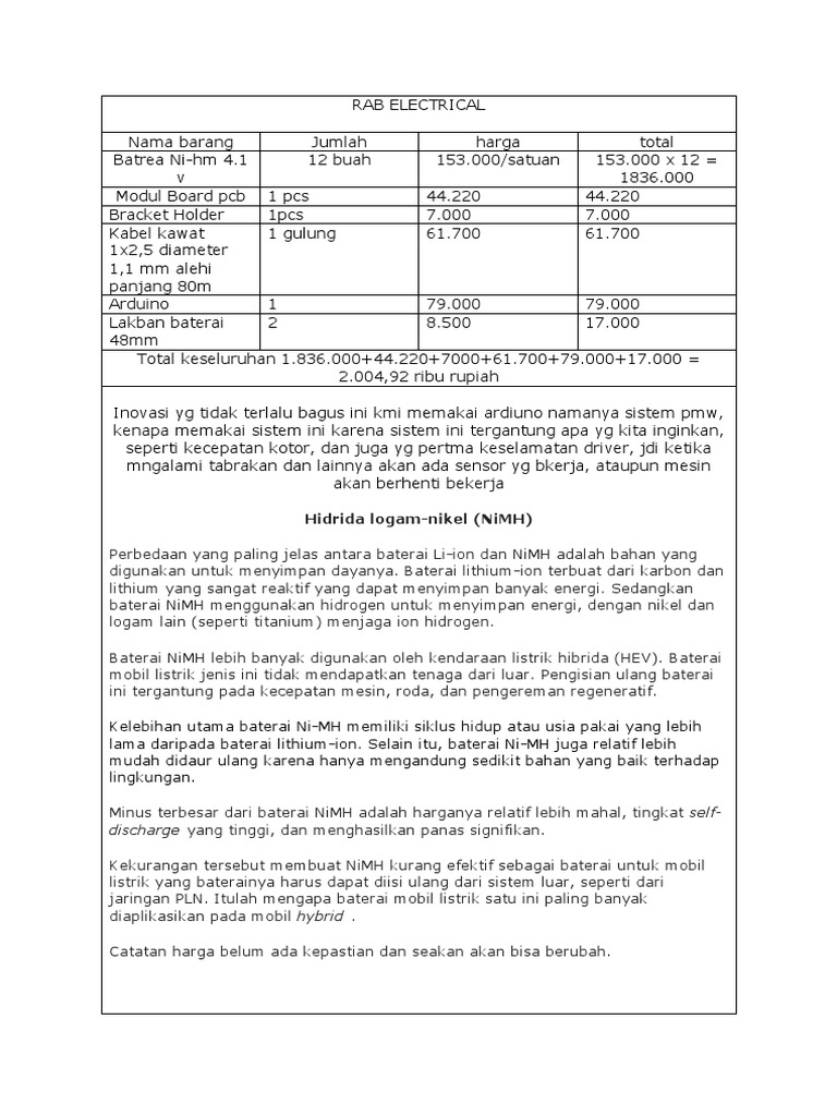 RAB Barang Elektronik dan Baterai NiMH | PDF