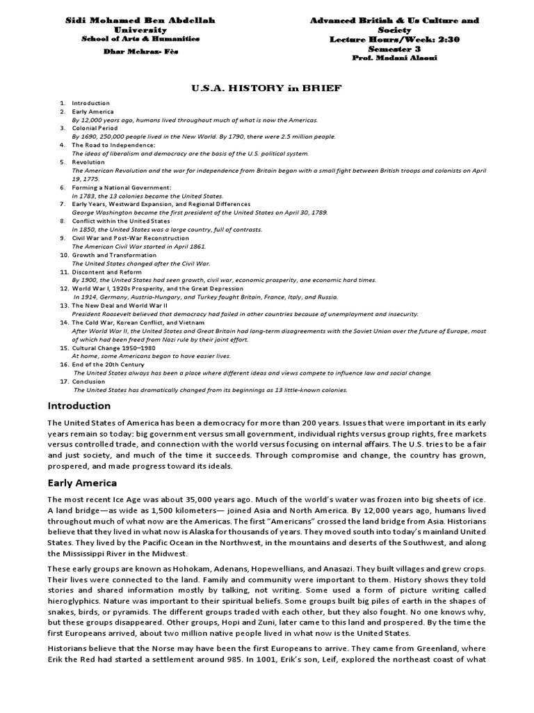 A Brief Overview of American History PDF Confederate States Of America The United States