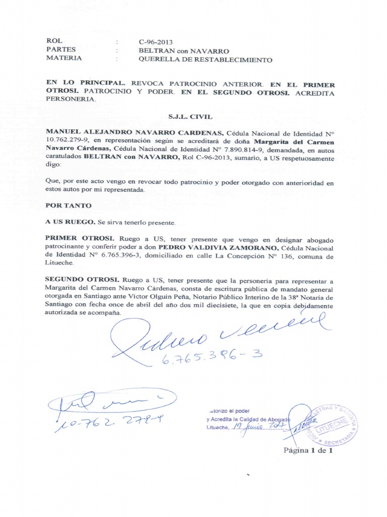 Revoca Patrocinio y Poder, Constituye Patrocinio | PDF