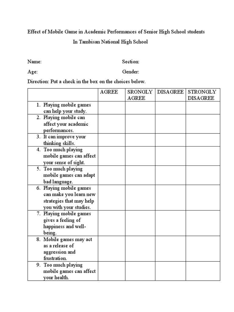 Impact of Mobile Games on Students' Academics | PDF