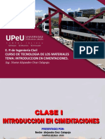 E. P. de Ingeniería Civil Curso de Tecnologia de Los Materiales Tema: Introduccion en Cimentaciones