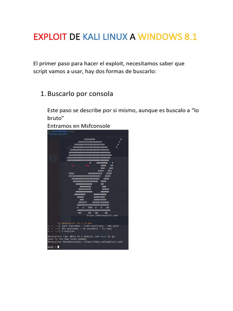Exploit de Kali Linux en Windows 8.1 | PDF | Explotar (Seguridad ...