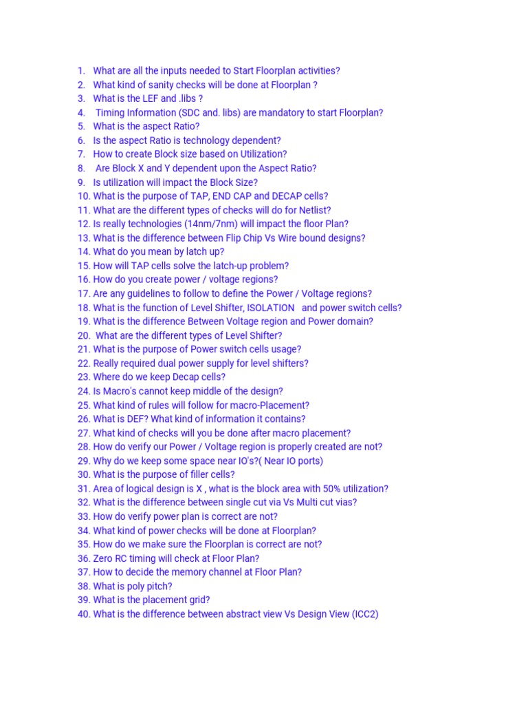 FloorPlan Questions PDF