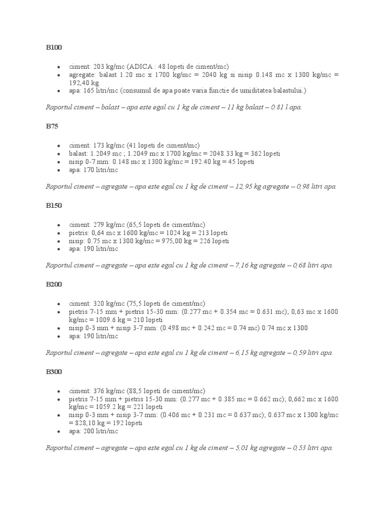 Concrete Mix Ratios and Components | PDF