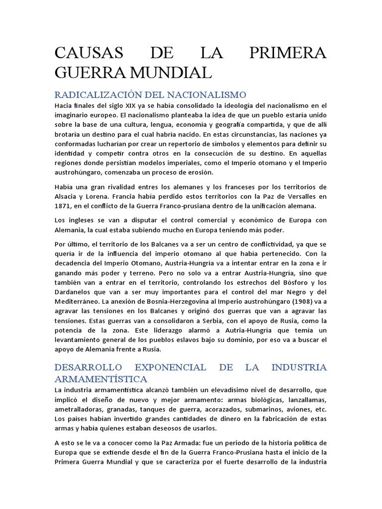 Causas de La PGM | PDF | Austria Hungría | imperio Alemán