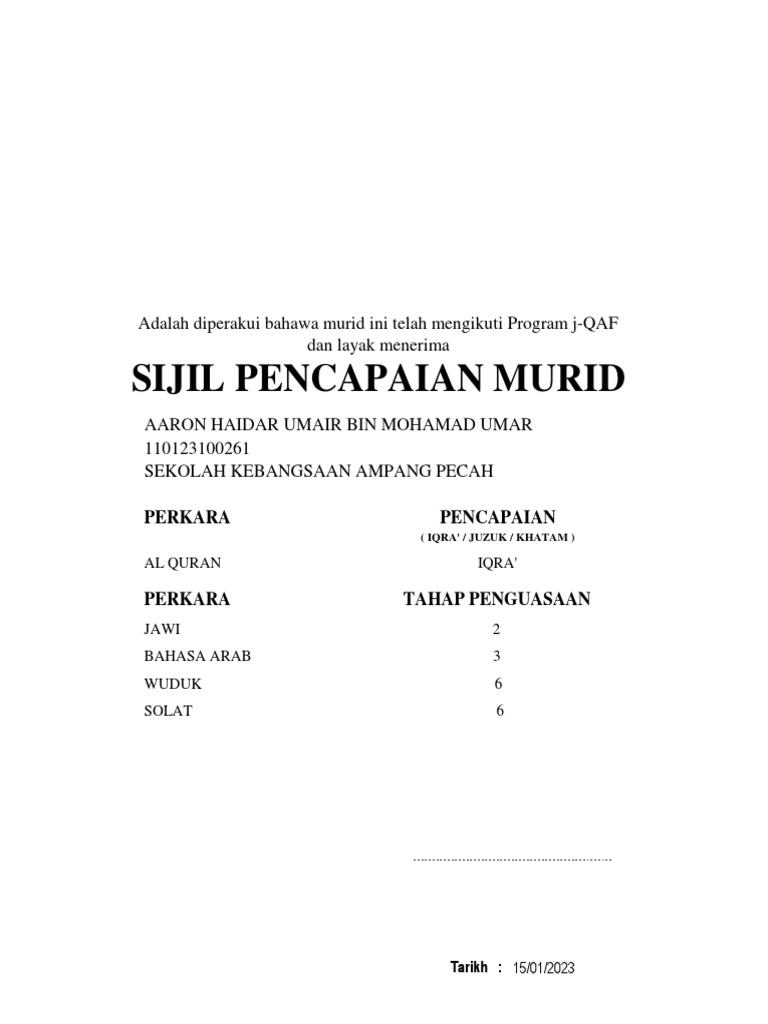 RSekolah SijilIndividu2 | PDF