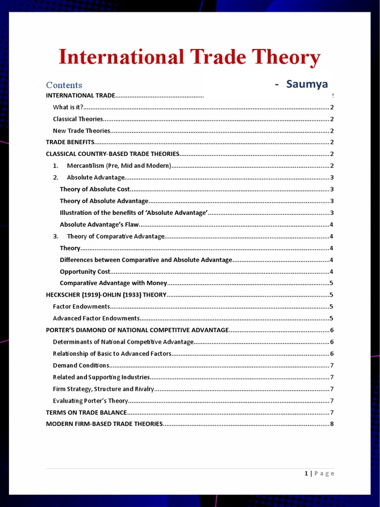 Overview of International Trade Theories | PDF | Mercantilism | Balance ...