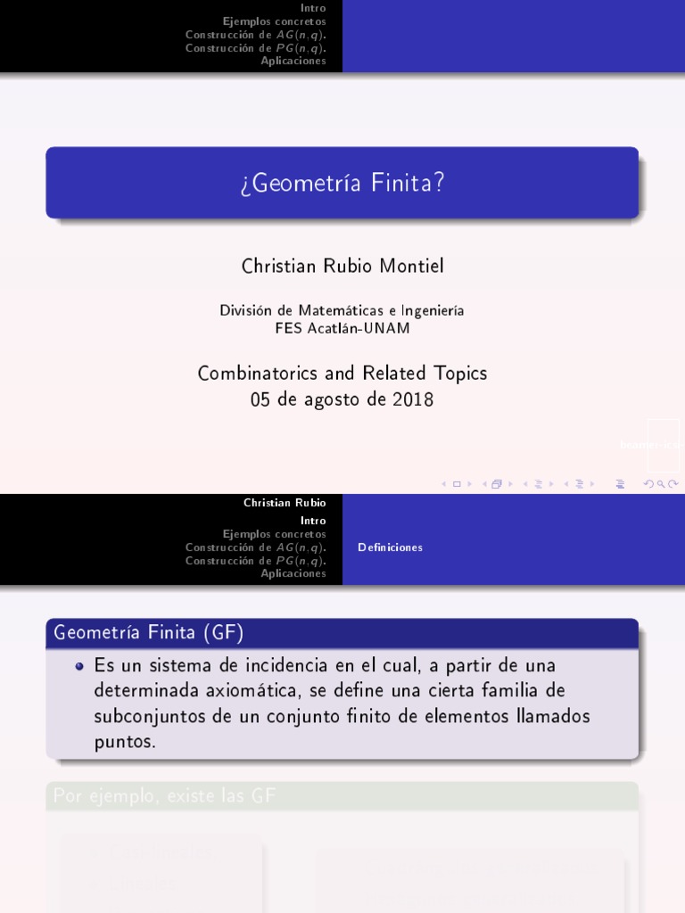 ¿Geometría Finita? PDF Espacio vectorial Conjunto (Matemáticas)