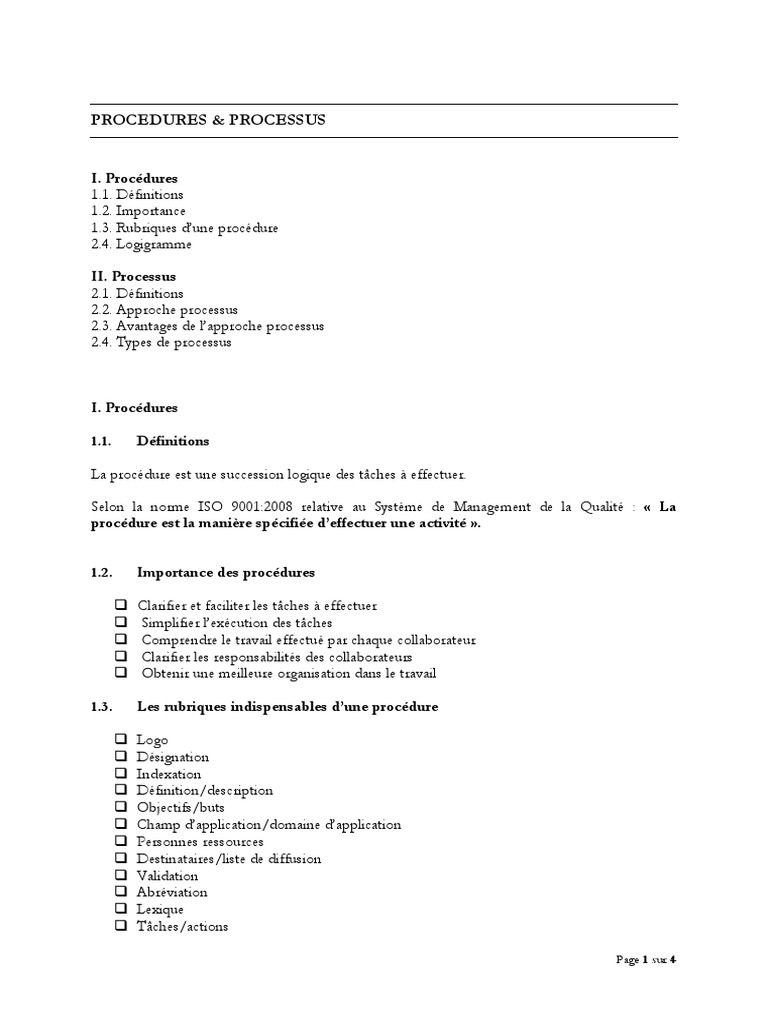 Exemple D’Une Procédure – Fiche De Procédure À Remplir – UQMC