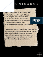 Valores Aulas Online: Comunicados