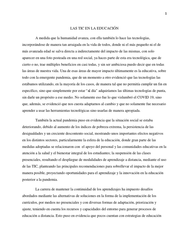 Impacto de las TIC en la Educación Actual | PDF | Plan de estudios ...