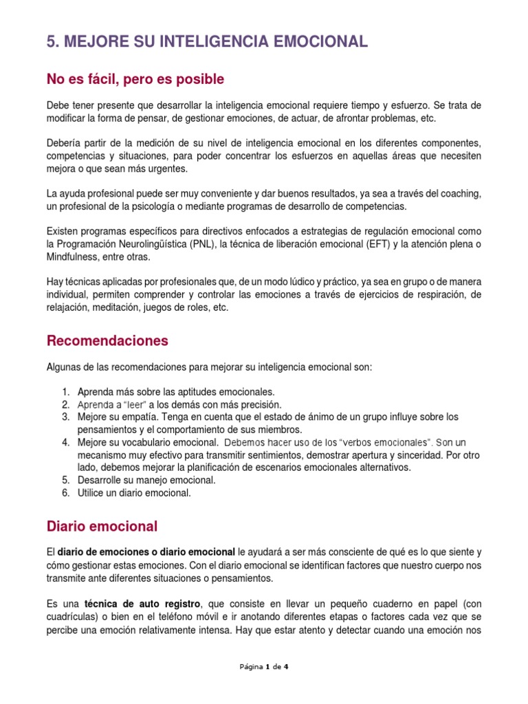 Mejora tu Inteligencia Emocional | PDF | Las emociones | Inteligencia ...