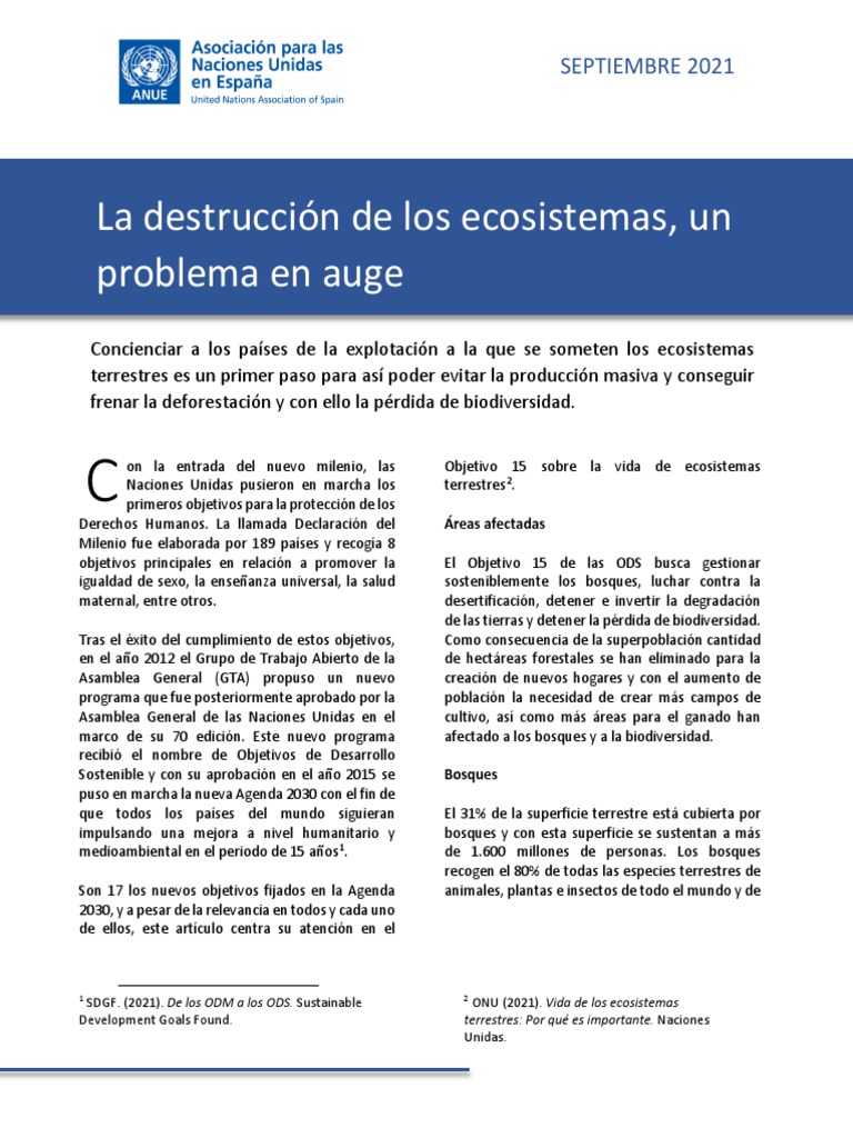 La Destruccion de Los Ecosistemas Un Problema en Auge. Articulo ...