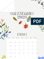 Calendario Mensual Año 2023 Botánico Acuarelas Elegante Minimalista Gris