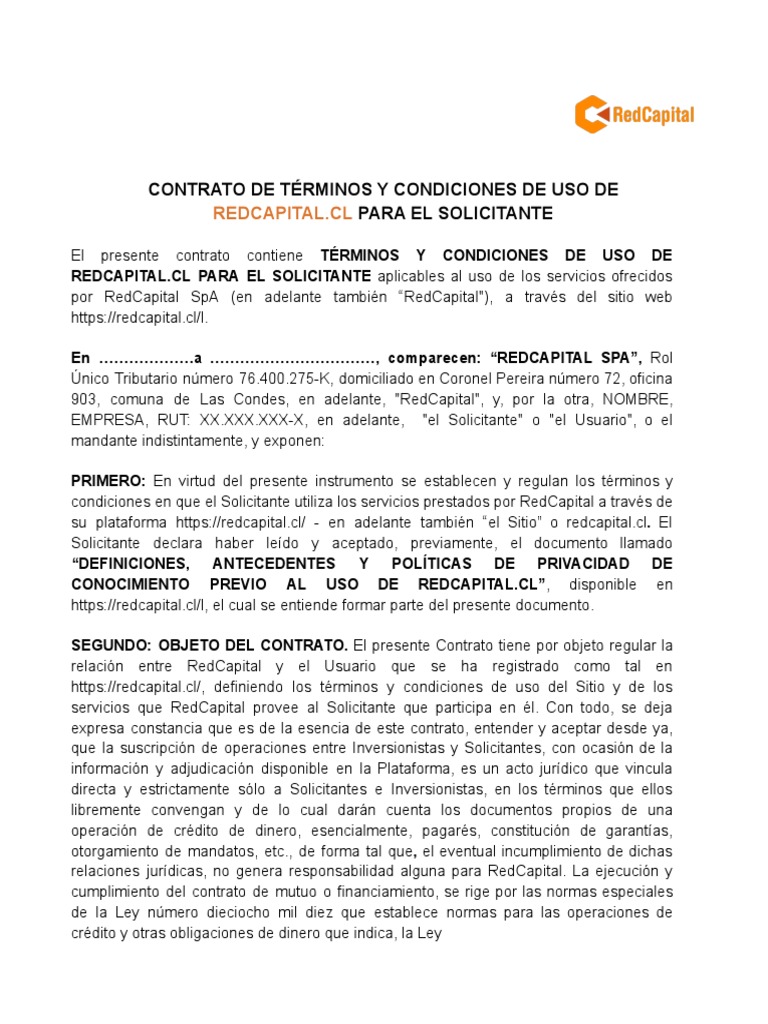 Términos y Condiciones - Solicitante | PDF | Pagos