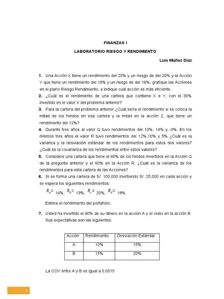 Análisis de Riesgo y Rendimiento en Acciones | PDF | Compartir ...