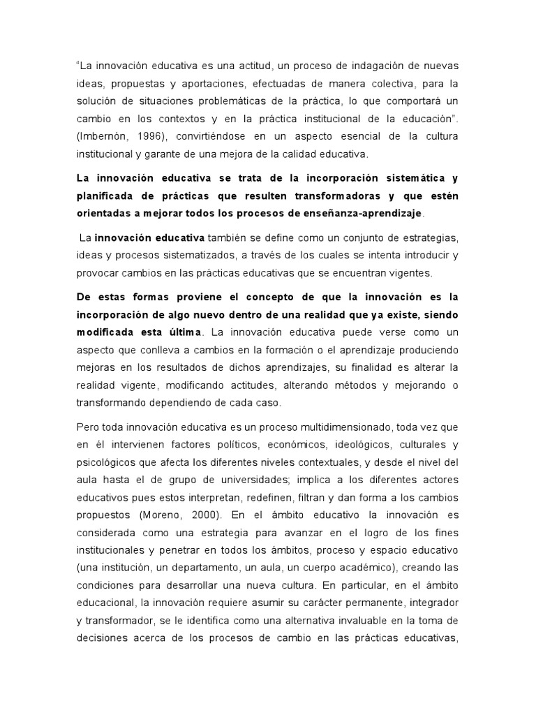 La Innovación Educativa Es Una Actitud | PDF | Innovación | Método de ...