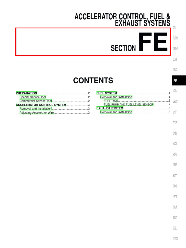 Fuel & Exhaust Systems (Section FE) PDF