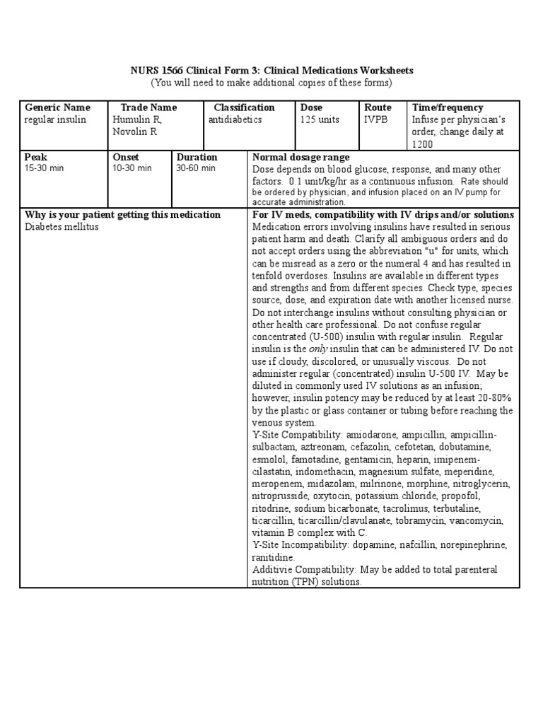 Novolin R IVPB (Regular Insulin) | PDF | Hyperglycemia | Hypoglycemia