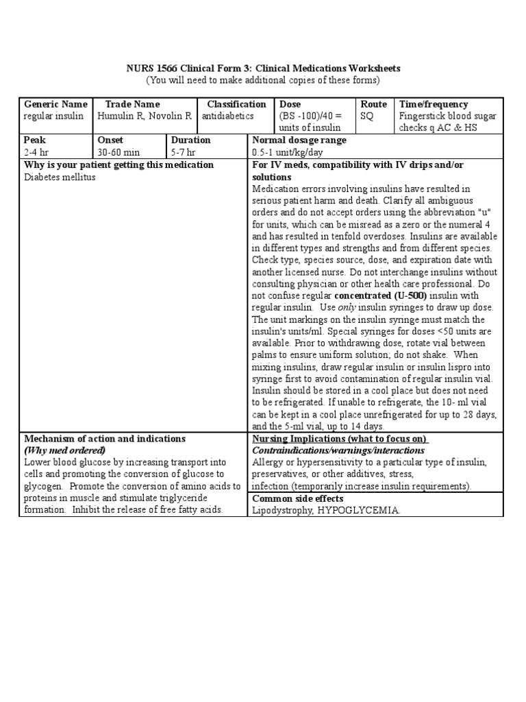 Novolin R SQ (Regular Insulin) | PDF | Hypoglycemia | Hyperglycemia
