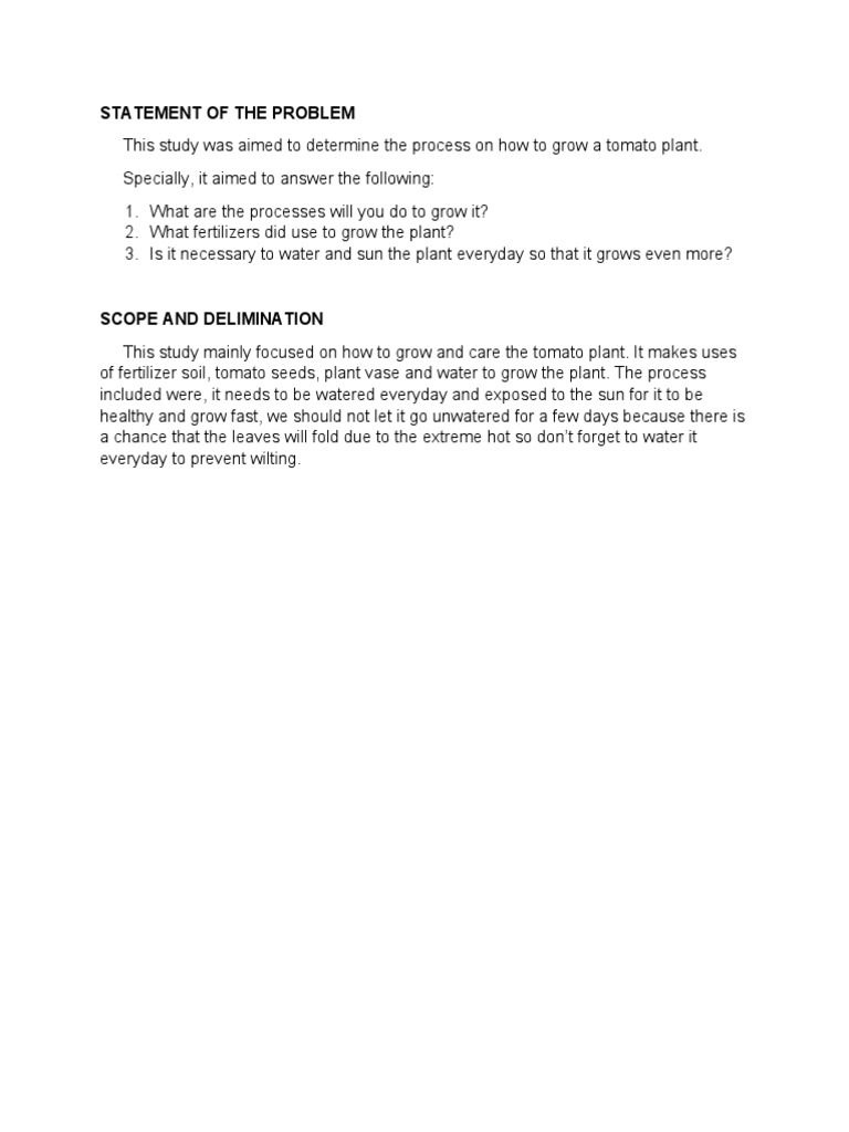 Statement of The Problem | PDF