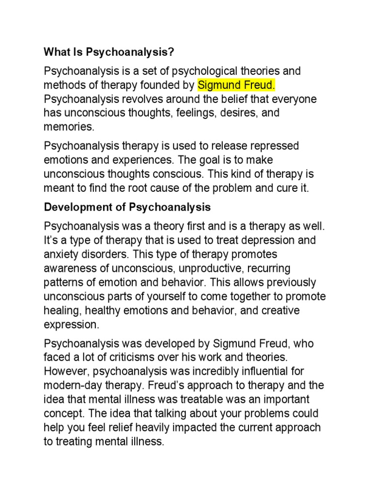 Understanding Psychoanalysis Therapy | PDF | Psychoanalysis | Psychotherapy, image size:768x1024