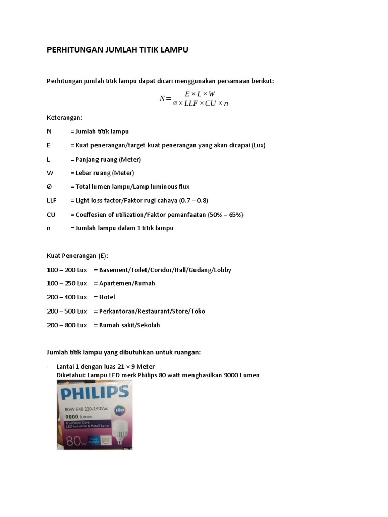 Perhitungan Titik Lampu | PDF