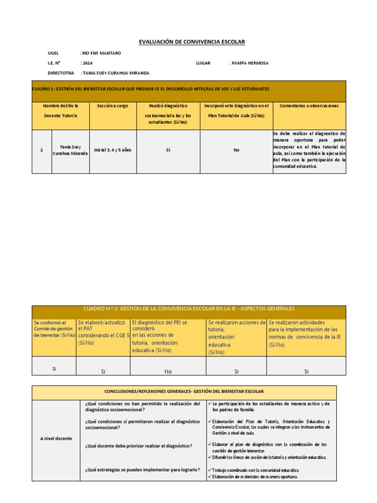 Evaluación de Convivencia Escolar 2023 | PDF | Salud y bienestar