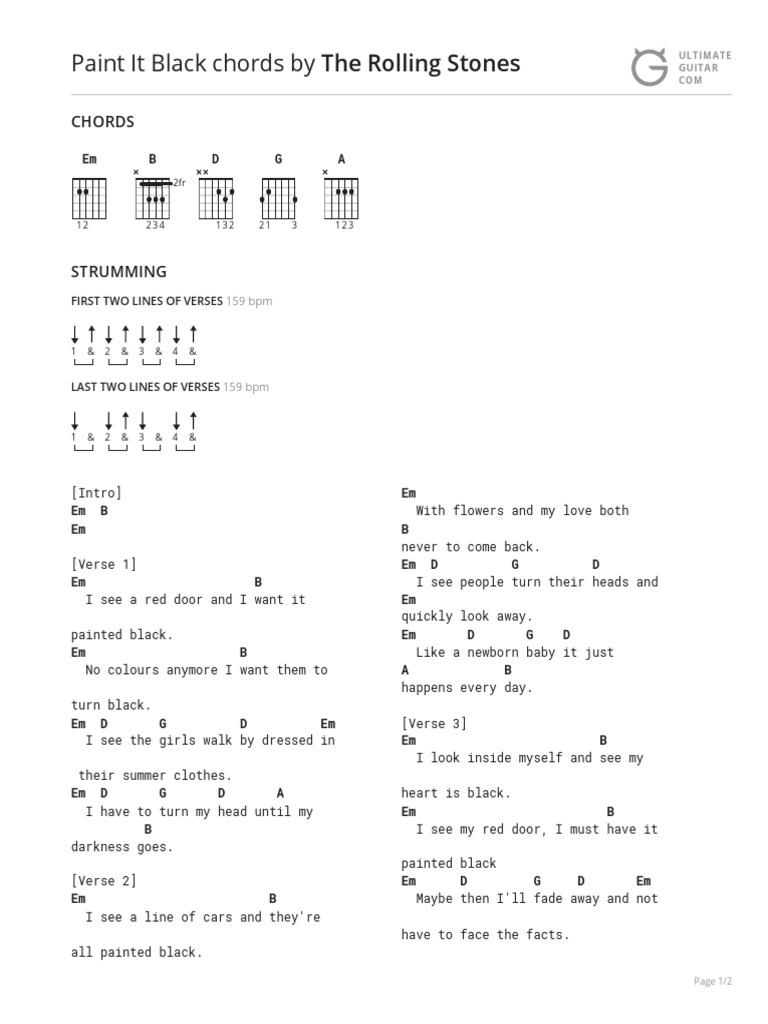 Paint It Black Chords by The Rolling Stones PDF Song Structure Musical Forms