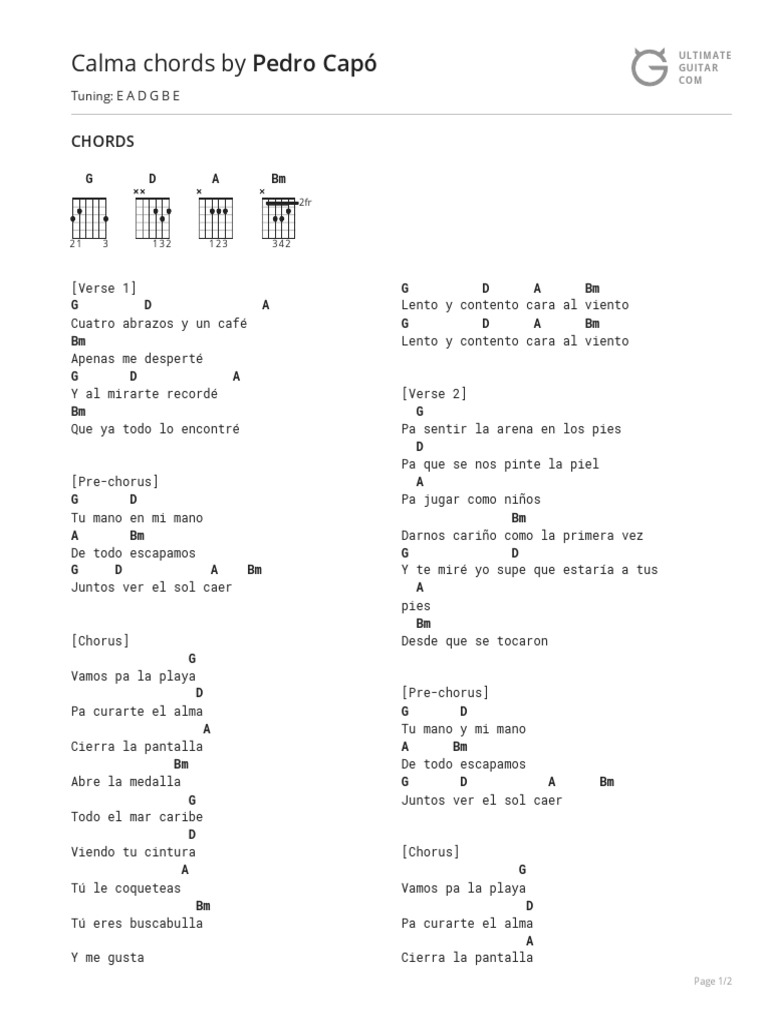 Calma Chords by Pedro Capó | PDF