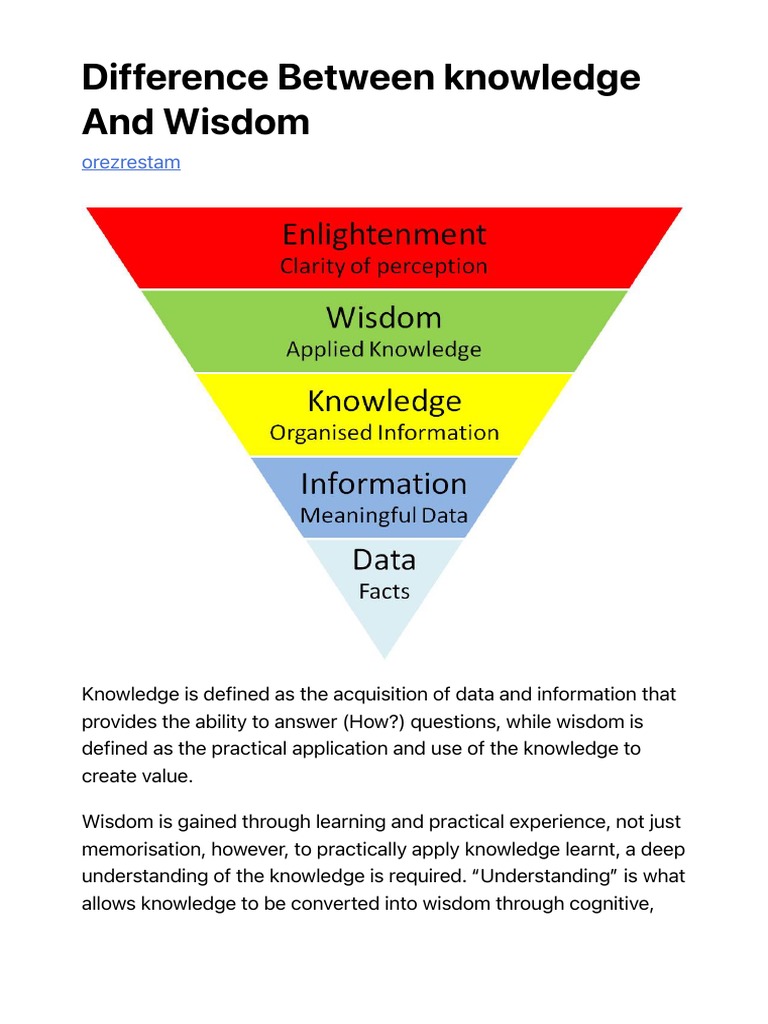 Difference Between Knowledge and Wisdom - Up To Mind | PDF