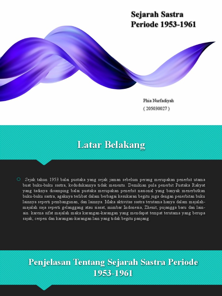 Sejarah Sastra Periode 1953-1961 | PDF