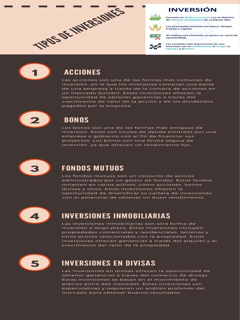 Infografia Tipos de Inversion y Portafolio | PDF | Portafolio (Finanzas ...