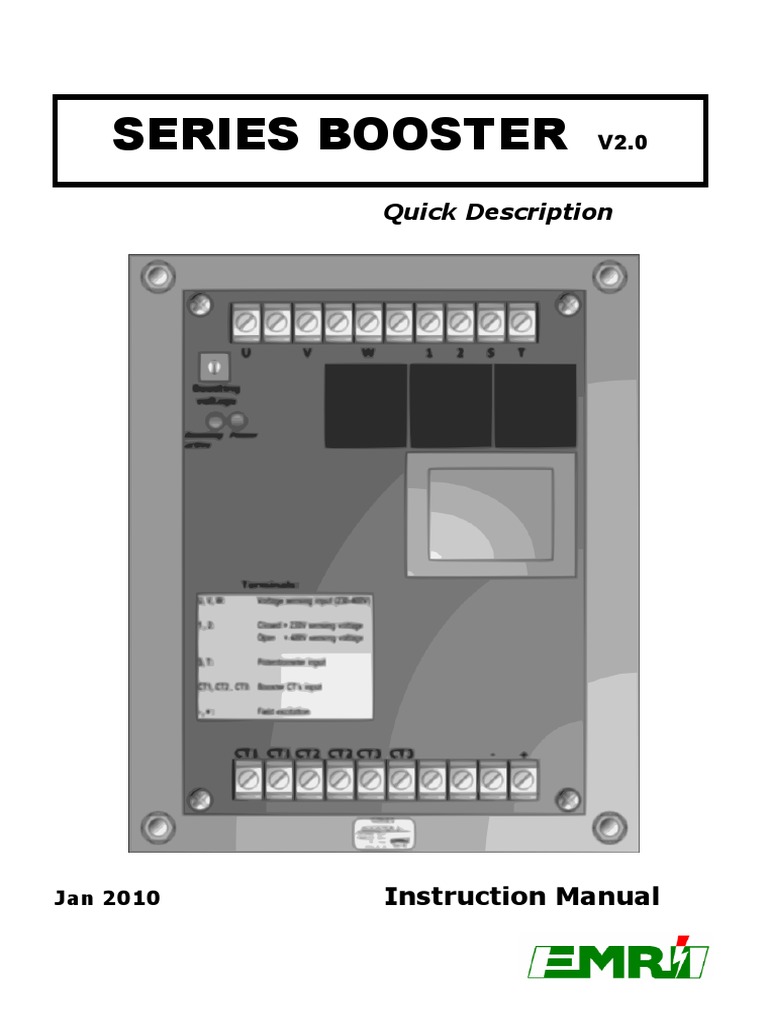 Instruction Manual for the SERIES BOOSTER Automatic Voltage Regulator ...