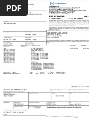 Twn Bill of Lading - Astpe2212047