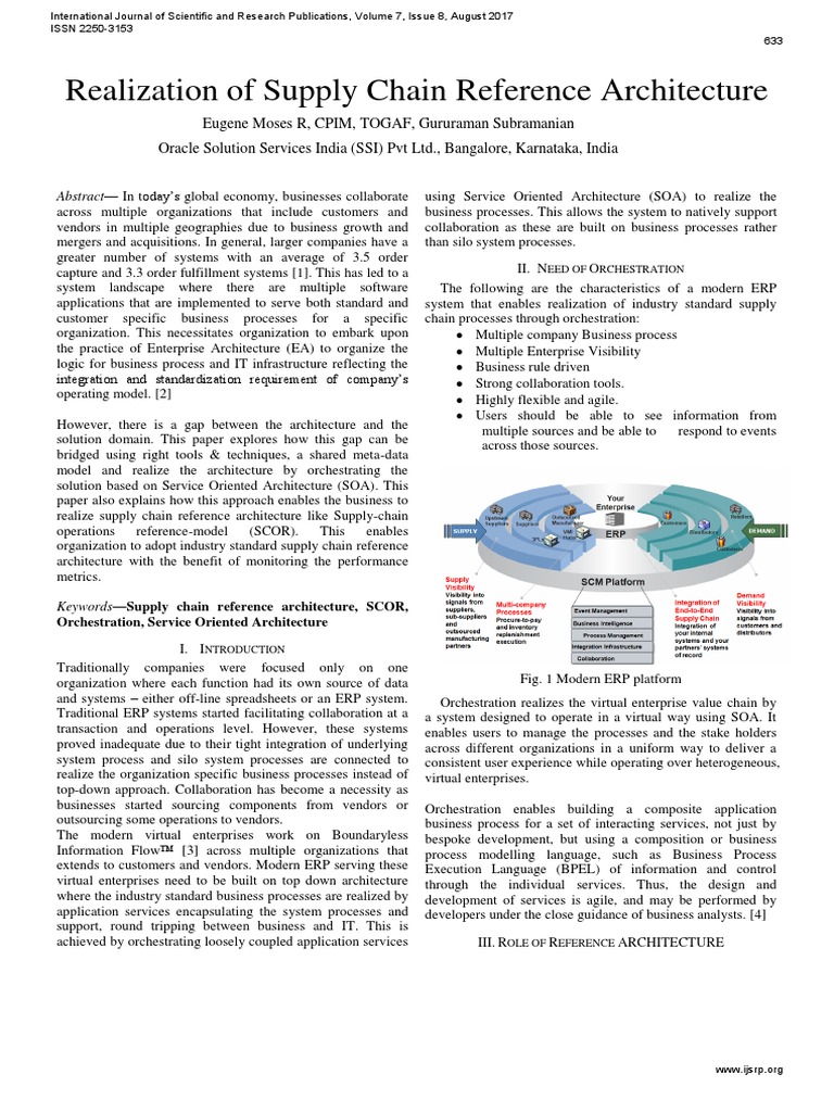 Realization of Supply Chain Reference Architecture | PDF | Supply Chain ...